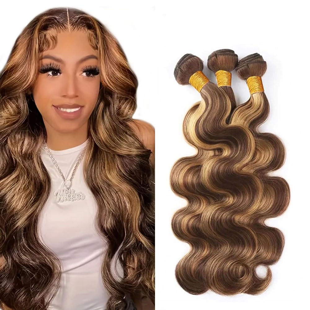 Highlight Human Hair Bundles P4/27 Body Wave Bundles 32 32 32 Inch 2 Tone Honey Blonde Human Hair 3 Bundles