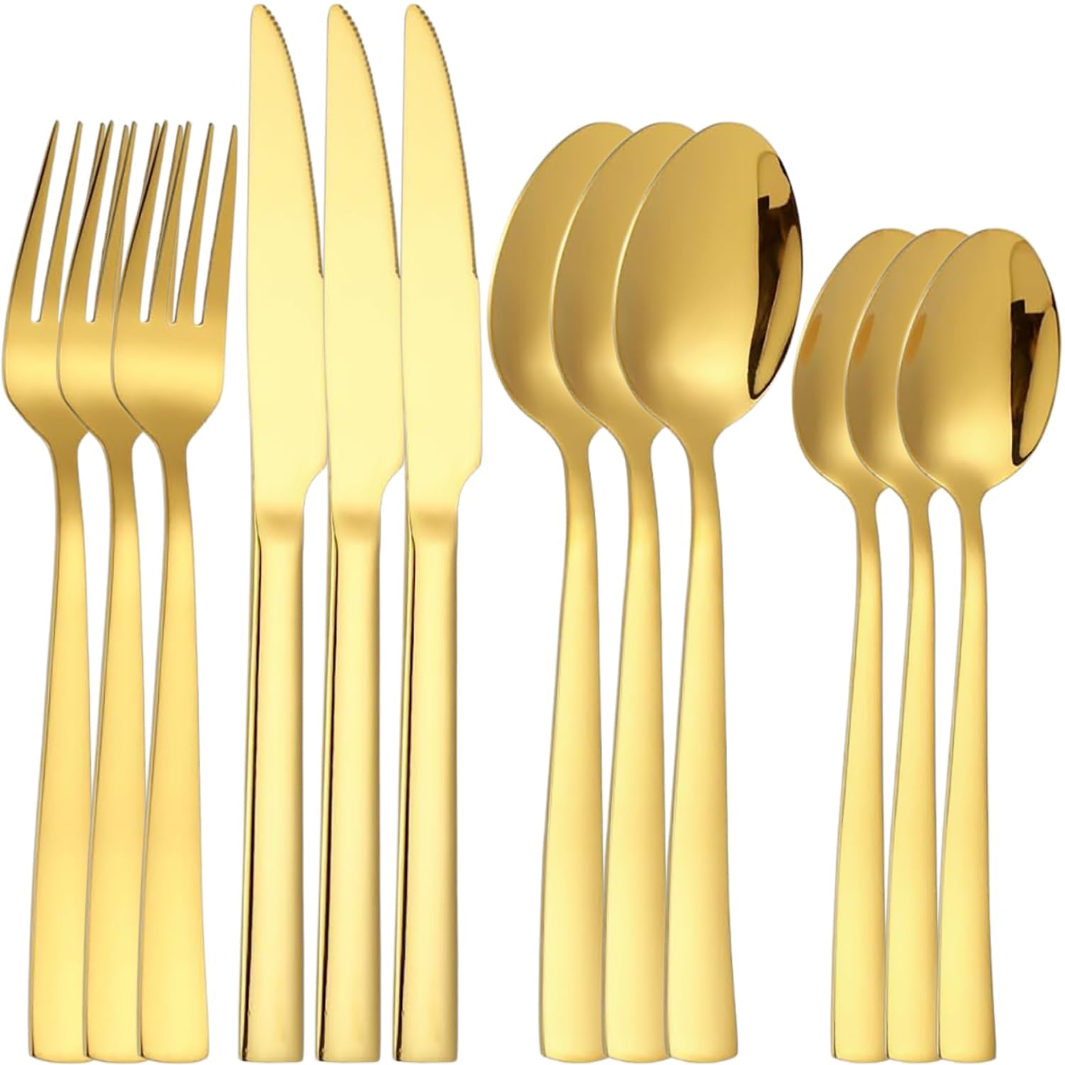 Naidev Silverware Set for 3, 12-Piece 18/10 Stainless Steel Flatware Set,Forged Cutlery Set Matte Finish for Home,Restaurant and Parties, Dishwasher Safe.