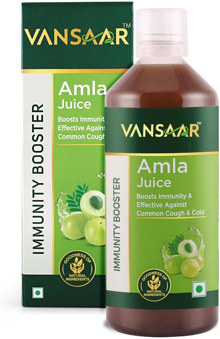 Vansaar Ayurvedic Tangy Amla Juice - 1L | 100% Cold Pressed Wild Amlas Rich In Vitamin C Sourced from Pratapgarh | Farm to Bottle in 12 Hours | 75 Pure Amlas for Hair Growth & Detoxification