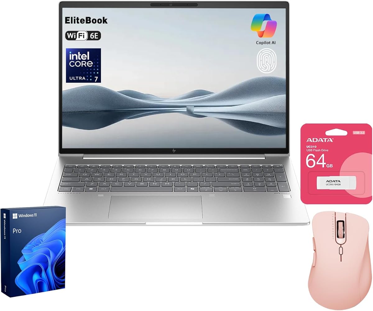 HP Elitebook 660 G11 16" FHD+ Business Copilot AI Laptop, Intel Core Ultra 7 165U vPro, 64GB DDR5, 2TB SSD, Wi-Fi 6E, 5MP IR Camera, Fingerprint, Backlit Keyboard, Windows 11 Pro, with Bundle : Electronics