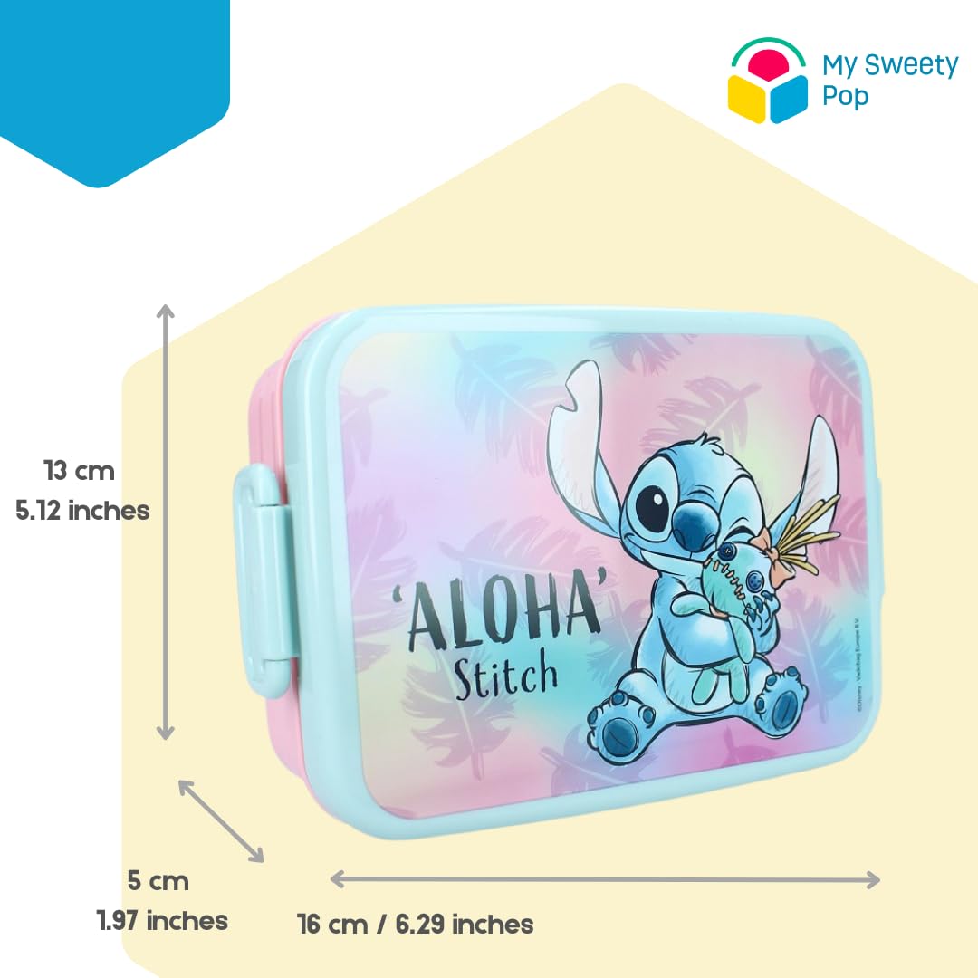 My sweety pop - Pudełko śniadaniowe stitch - Pudełko śniadaniowe - Dla dzieci - Przedszkole - Szkoła - Wakacje - Posiłki - 16 cm - Pomysł na prezent (Stitch - Niebieski/Różowy)