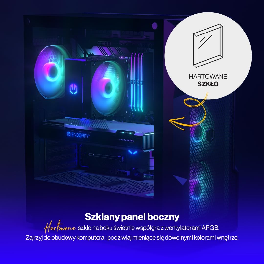 ENDORFY Regnum 400 ARGB Obudowa PC ATX z Hartowanym Szkłem | 4x Stratus 120 PWM ARGB, Kontroler PWM+ARGB, Mesh Front, Obsługa Chłodnic 360 mm, GPU do 370 mm
