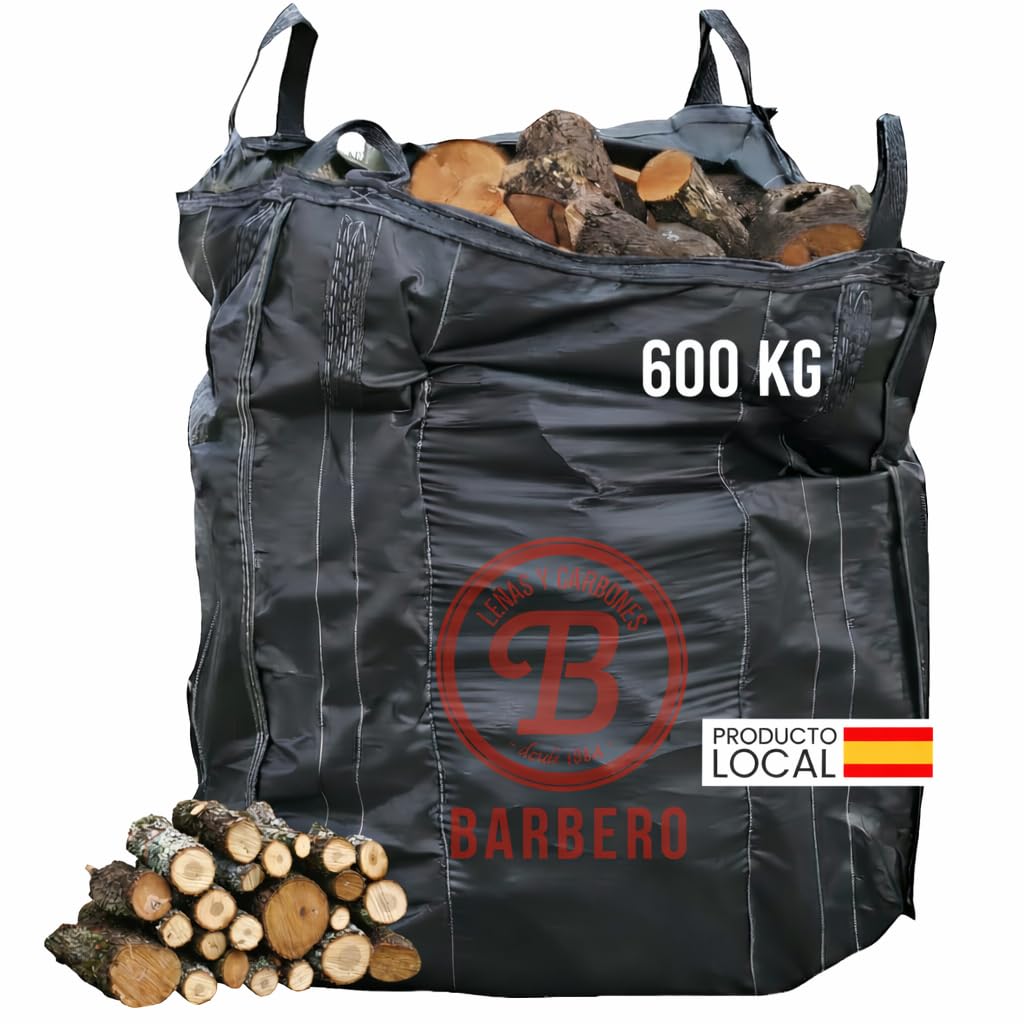 Leña Encina Big Bag 600kg Madera Dura Natural Alta Densidad Calor Intenso Combustión Lenta Ideal Chimenea Estufa Caldera Restaurantes Casas Rurales Bajo Humedad Entrega Volumen Fuego Constante