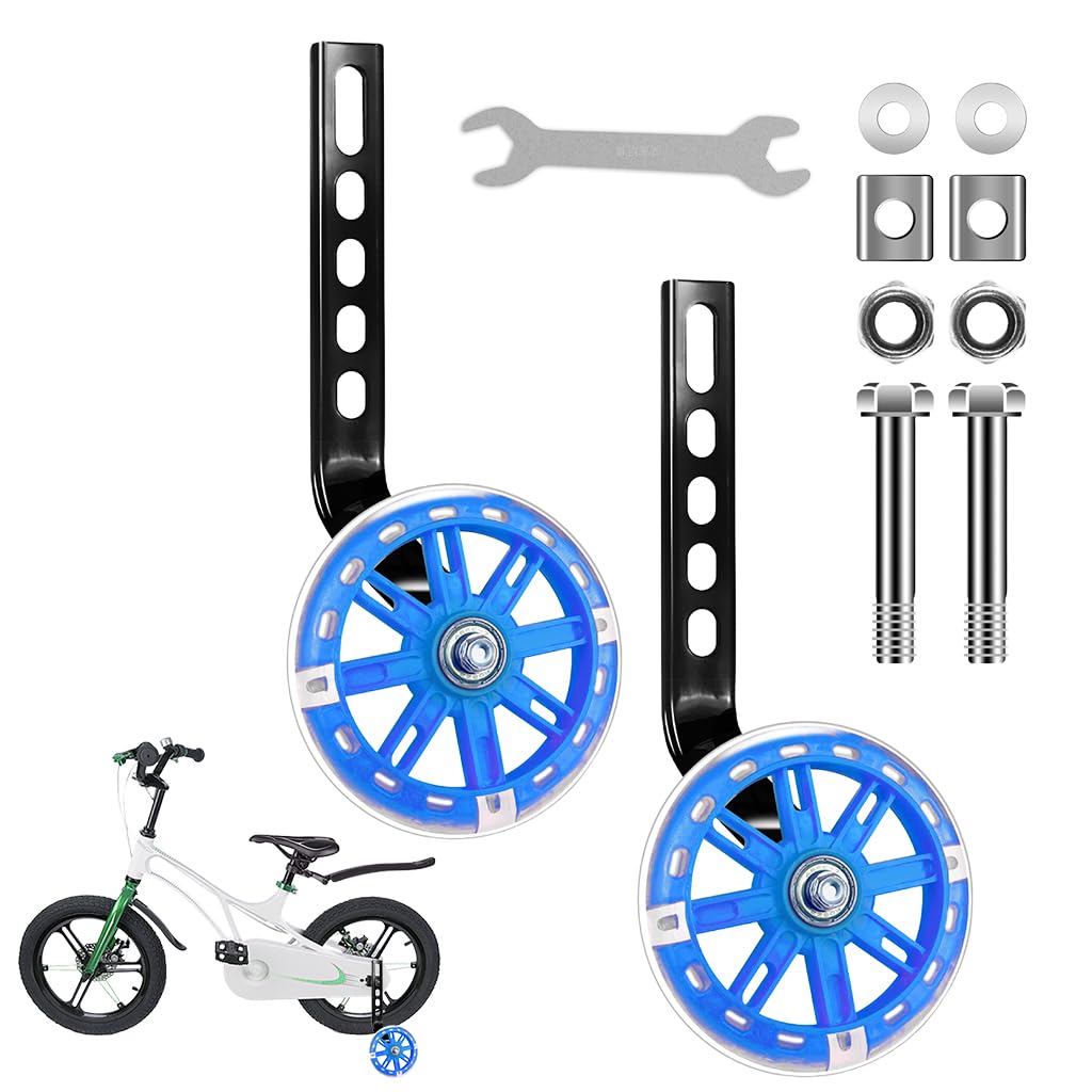 Proberos® 2 Pcs Kids Bike Support Wheels Kit, for 12-20 Inch Bicycle, Rotate Flashing Training Wheels, Universal Support Wheels Bicycles, Kids Bike Modification Biking Aid Wheels for Beginner Riders-picture-19