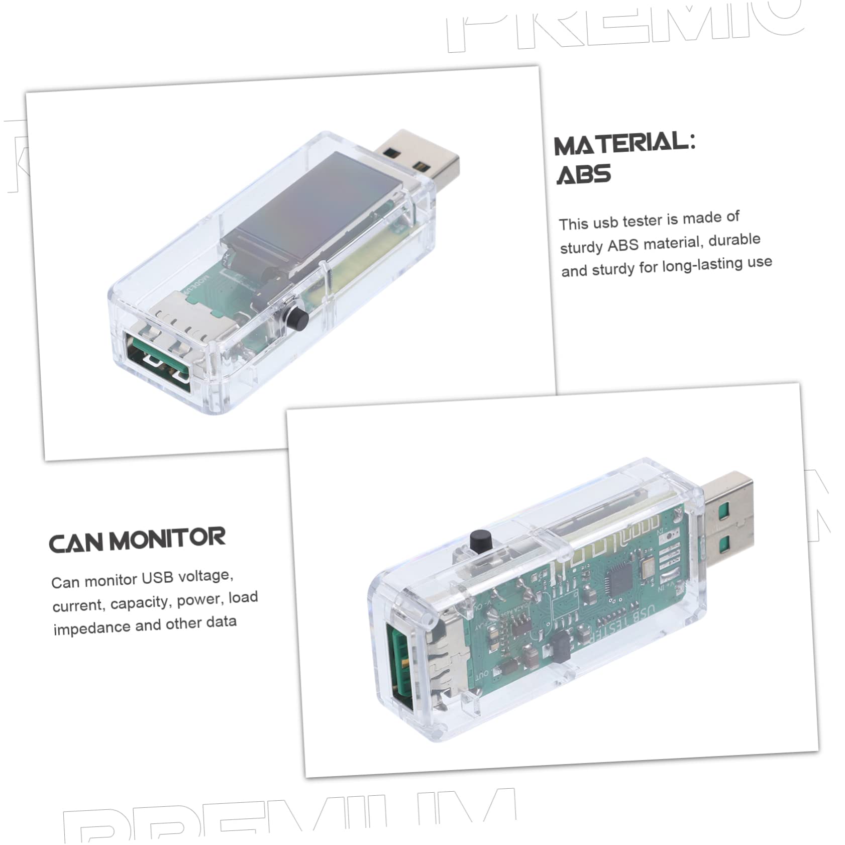Uonlytech 5-teiliges Usb-spannungsmessgerät Usb-leistungsmessgerät Digitaler Usb-tester Monitor Ladestatus Echtzeit-datenleitungstest 12800 Lcd-display