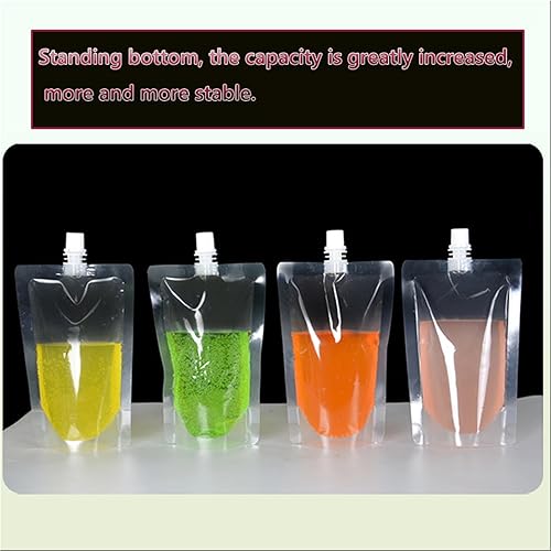 Miniatura 7 de 10 bolsas para bebidas, frascos de plástico reutilizables, bolsas de mano a prueba de fugas y sellables, bolsa transparente para líquidos para leche