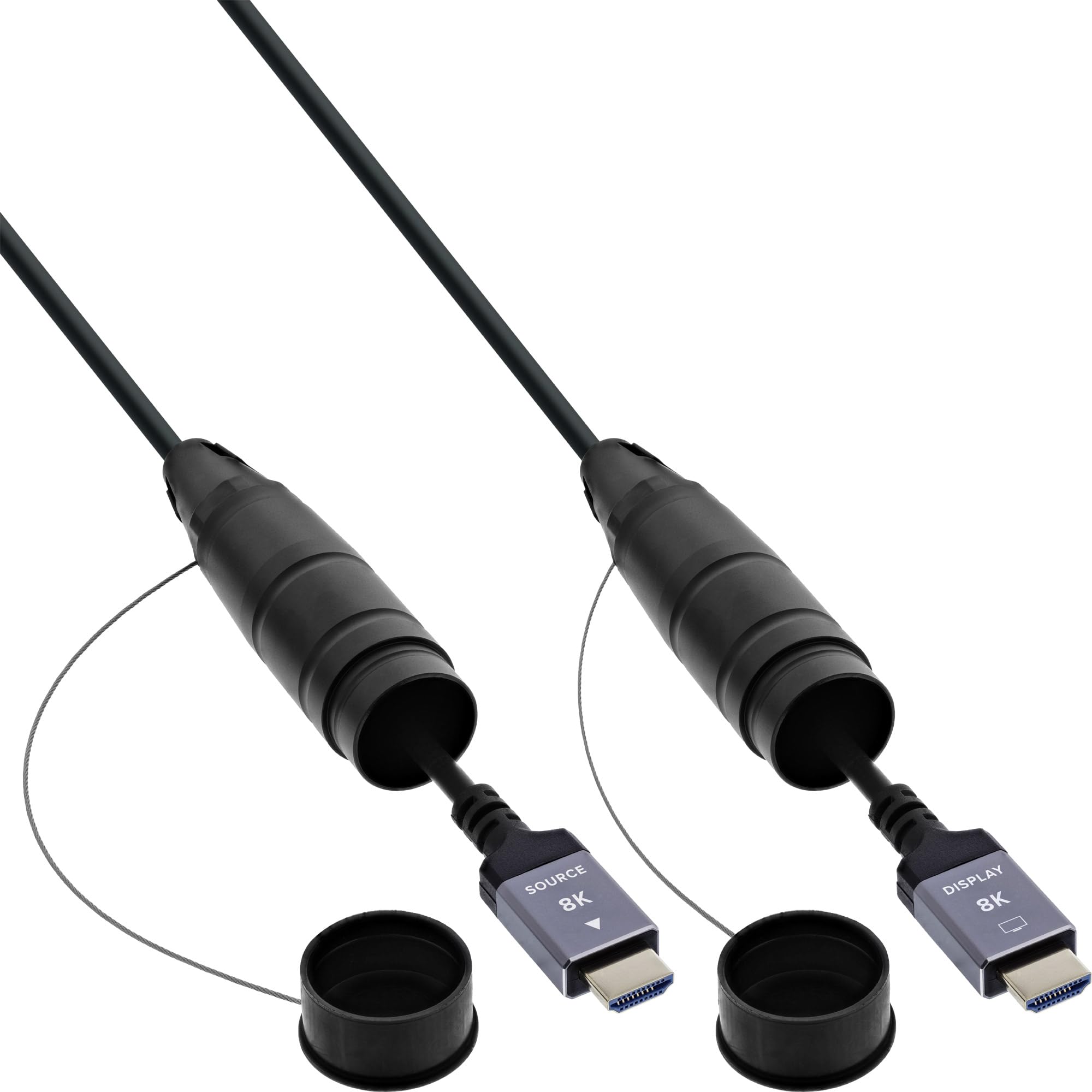 InLine Bęben kablowy HDMI, Ultra High Speed HDMI 2.1 AOC, 8K @ 60 Hz, 4K @ 120 Hz, 48 Gb/s, wtyczka HDMI typu A, PCW, czarny, 90 m, 17990T