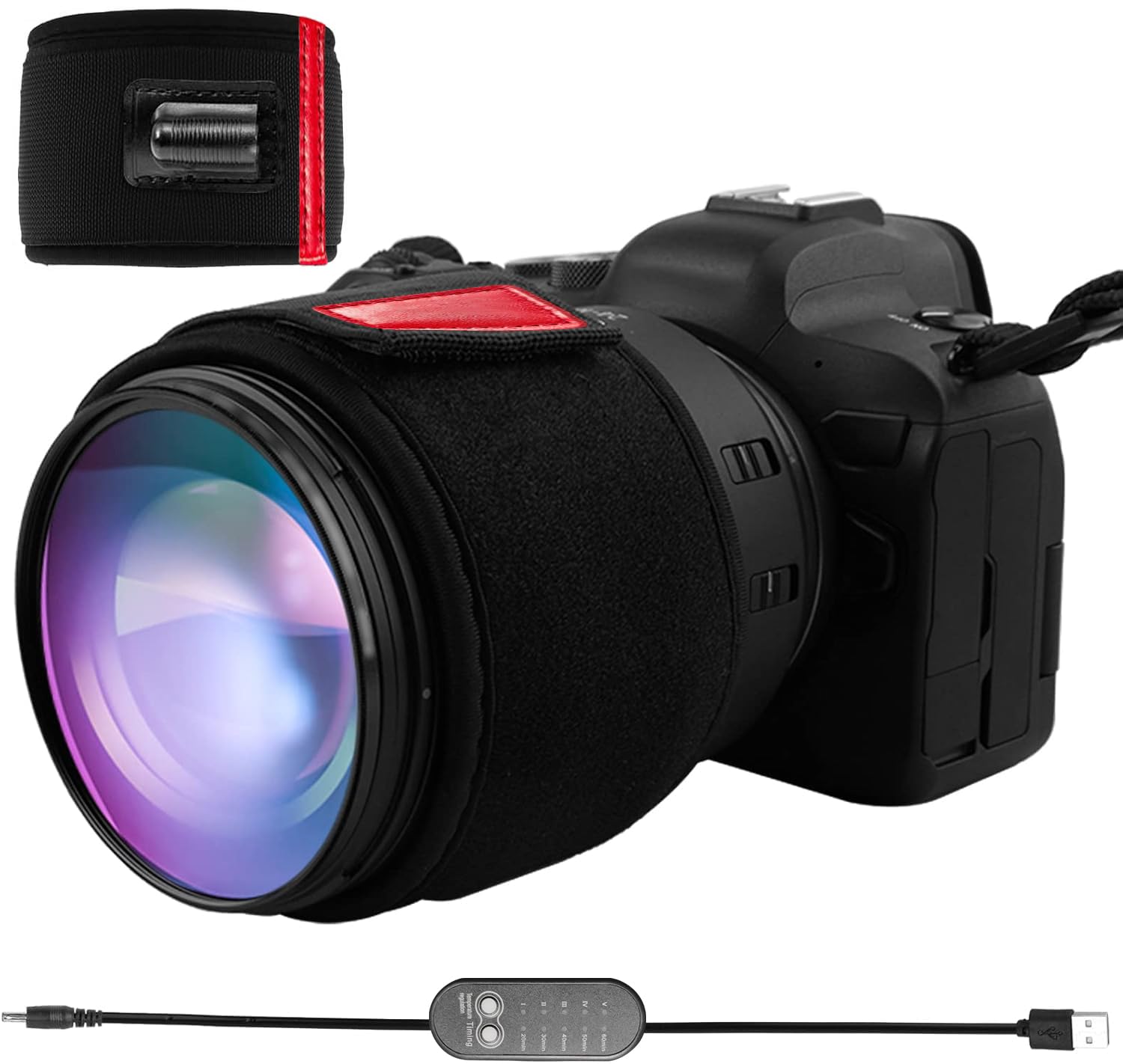 Scaldacollenti riscaldatori lenti USB, riscaldatore lente dew riscaldatore con regolatore di temperatura, scongelamento riscaldamento lenti, fotocamera anti-rugiada, lente USB
