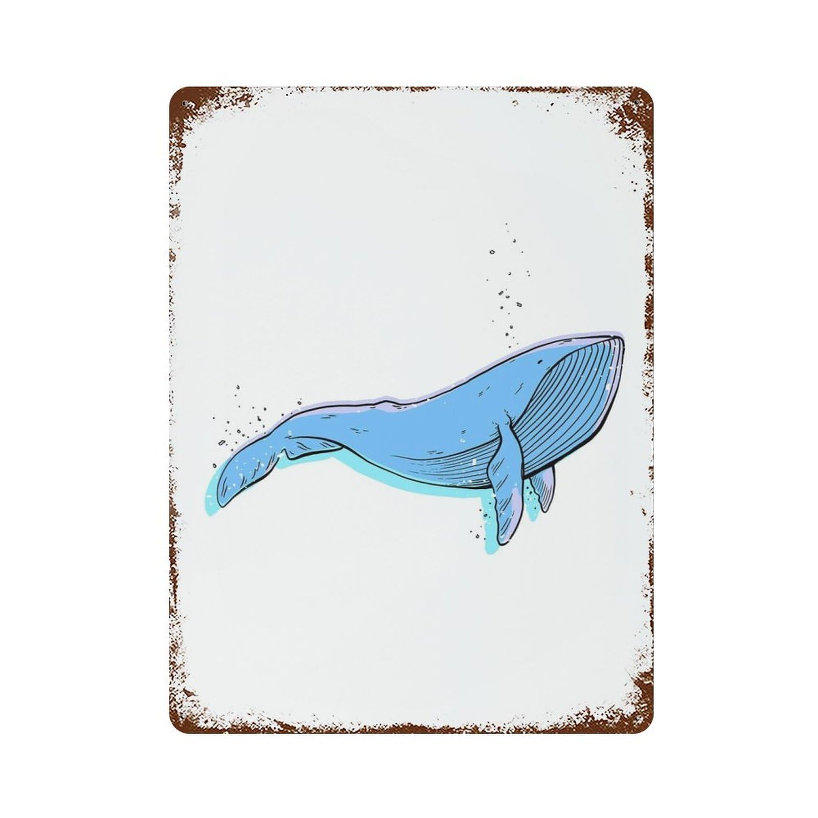 Lonely Whale Vintage Rust Metal Sign 15.7"x11.8", Shabby Chic Decor for Garage, Pub Or Kitchen