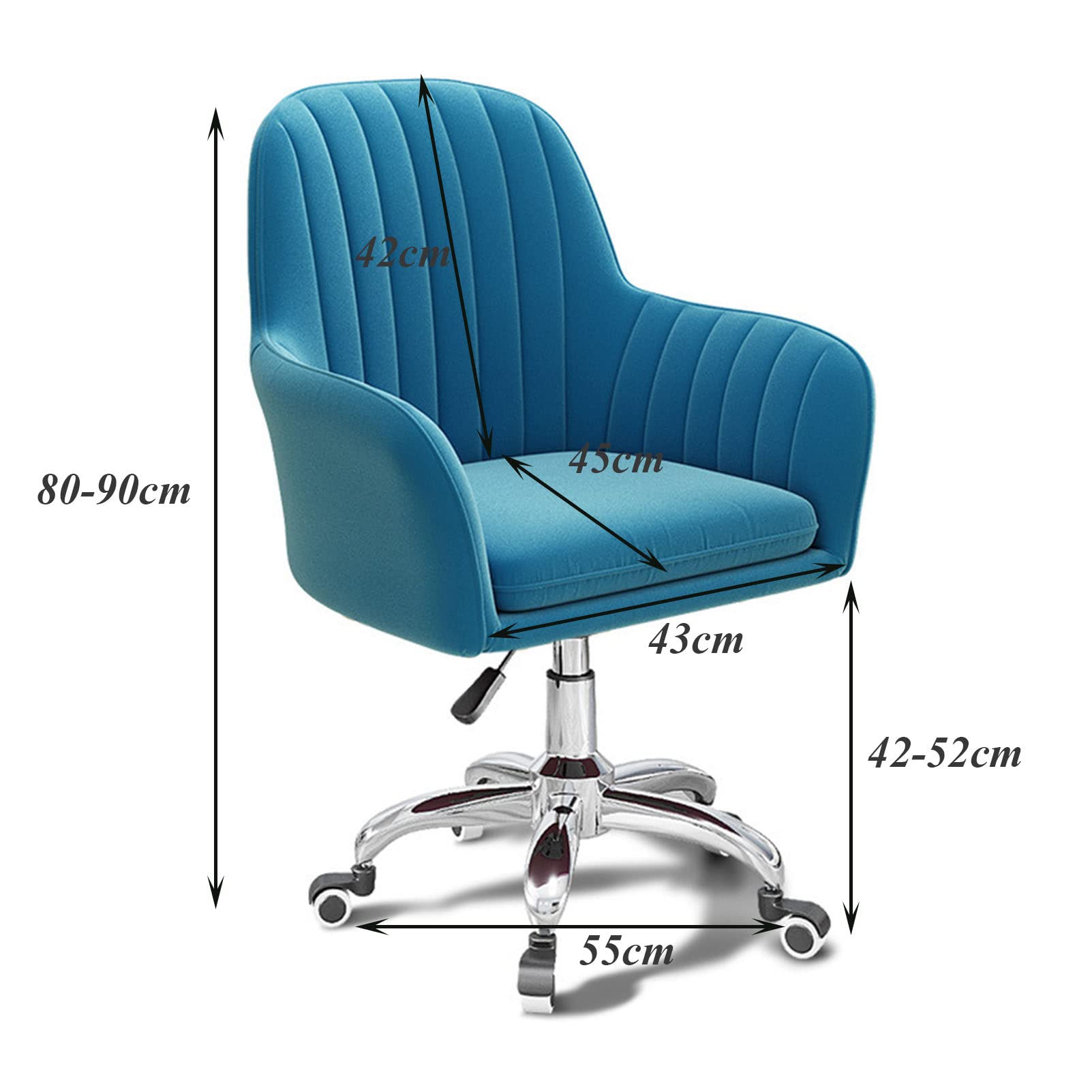 Regulowane aksamitne fioletowe krzesło biurkowe do domowego biura obrotowe krzesło do pracy z ramionami tapicerowane krzesło do kół, srebrna podstawa, ergonomiczny design, stylowy niebieski akcent