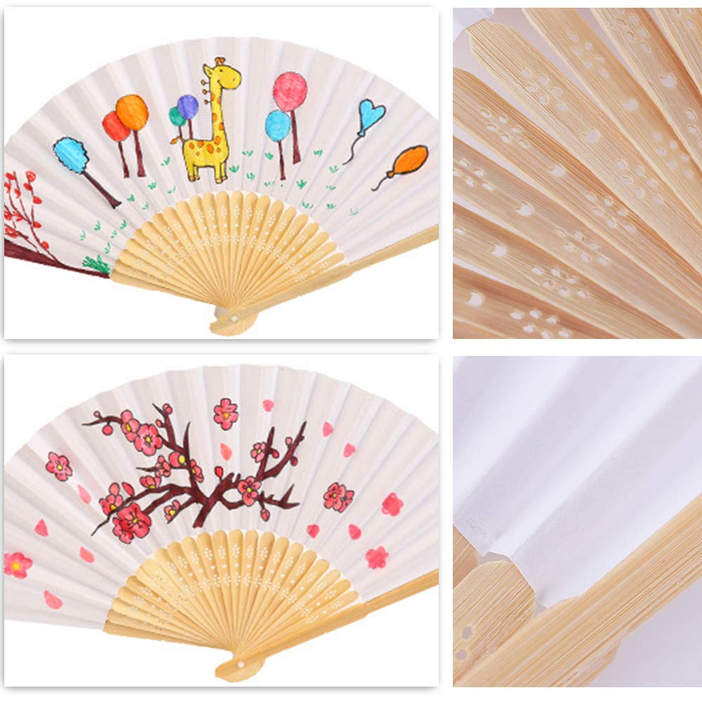 Lot 60 Eventail Mariage Personalisable Blanc Pliante de Papier Cadeau pour Invités Mariage Fête Décoration Déco DIY