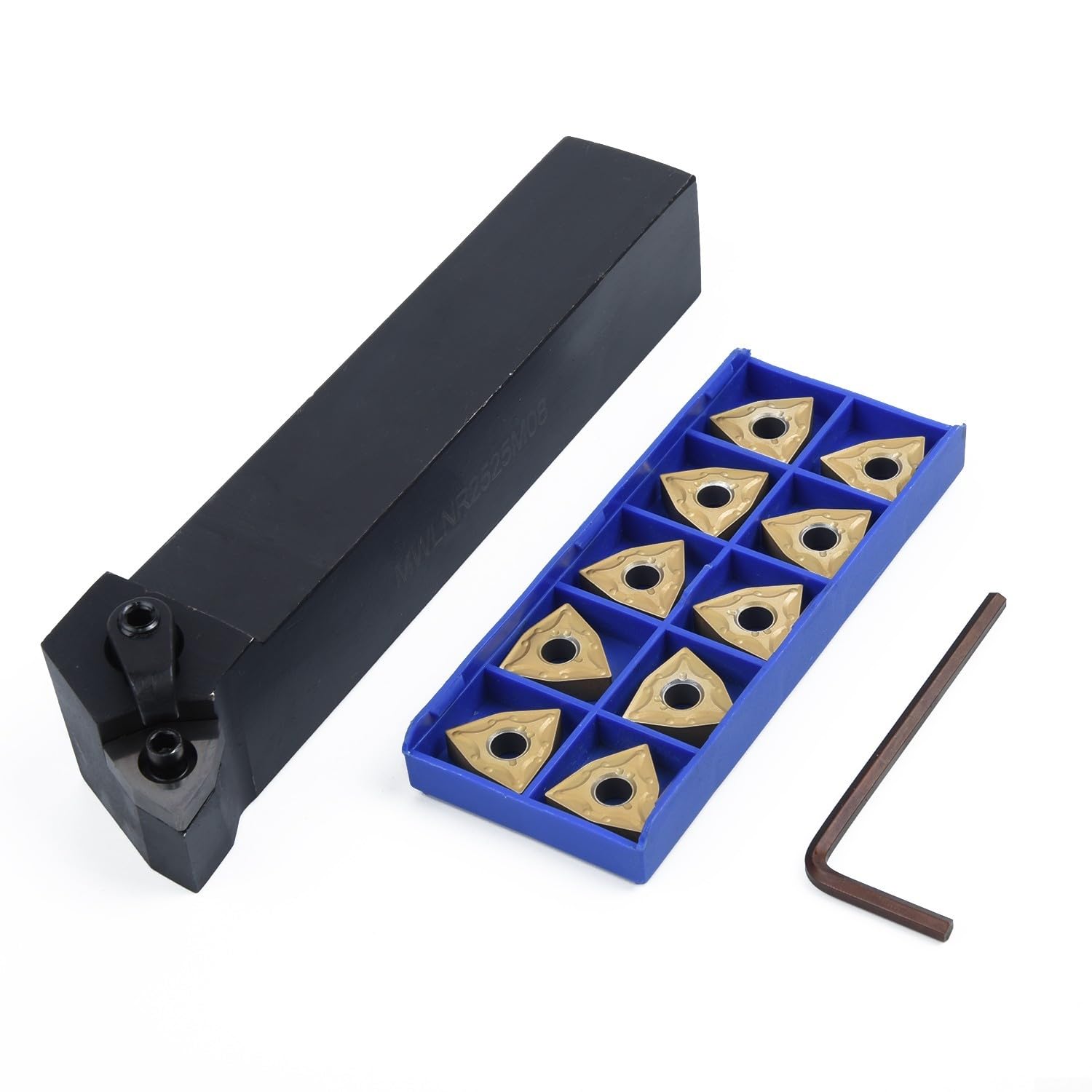 Drehmeißelhalter 25Mm Mit 10 Stück WNMG080404 Hartmetall-Wendeschneidplatten Für CNC-Drehmaschine Halbschlichten Schlichten Hohe Festigkeit Verschleißfestigkeit Stahl Gusseisen 150Mm