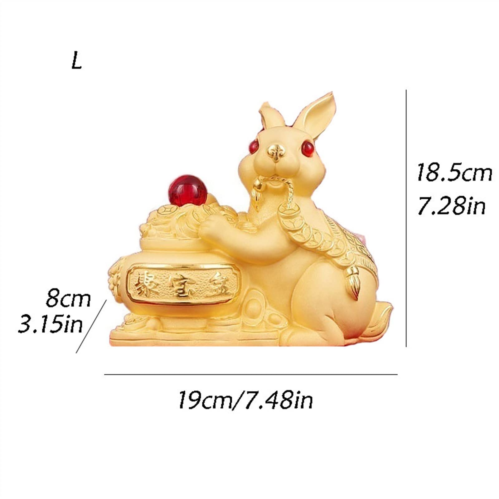 Figura de Buda Adornos de Conejo del Zodiaco Hechos a Mano, Escultura de polígonos, Feng Shui Decorativo, Prosperidad y Riqueza Decoración de la Estatua de Buda(Grande)