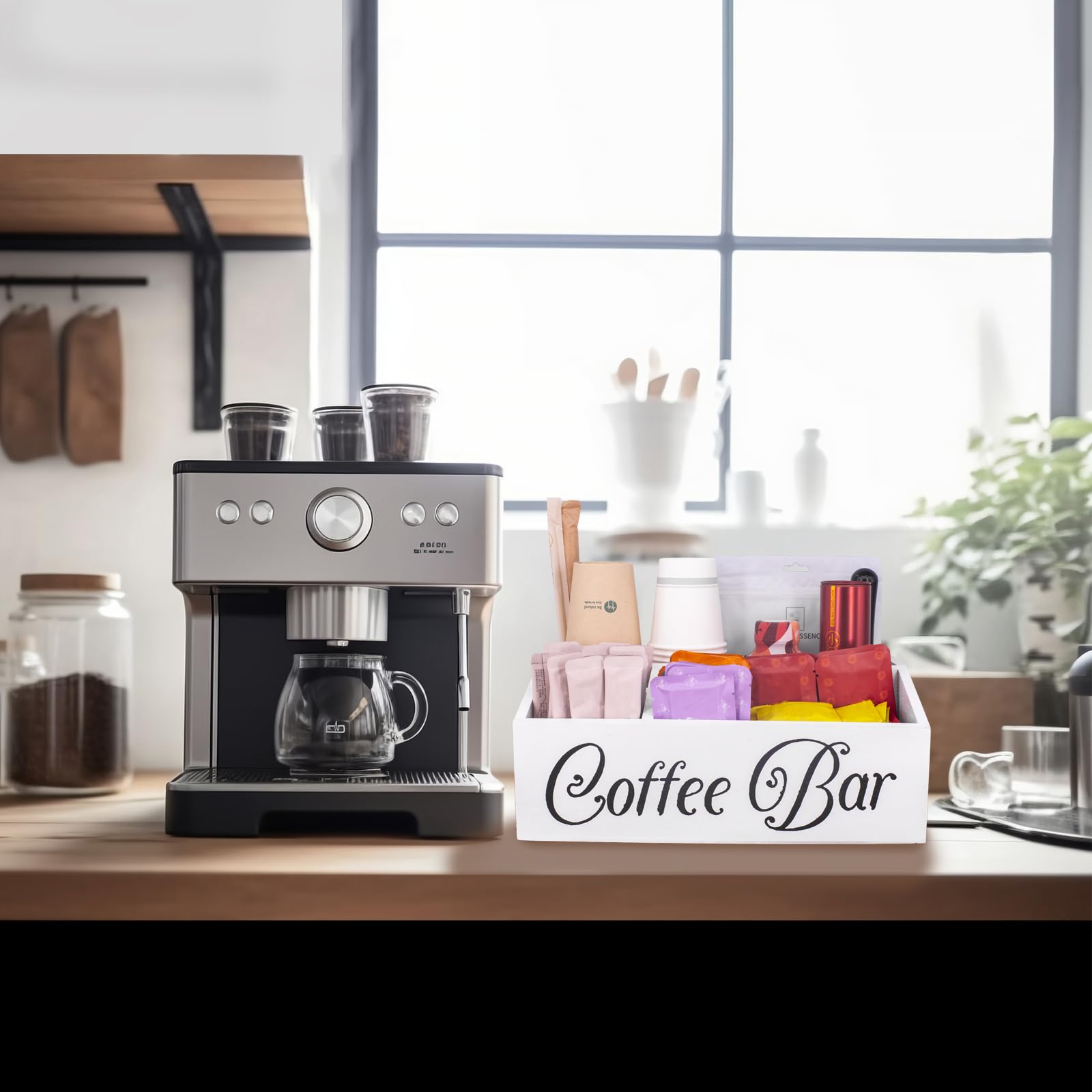 Guolich Coffee Cup and Condiment Station,Coffee and Tea Condiment Storage Organizer,Coffee Bar Accessories,Countertop Organizer,Tea and coffee pod organizer (WHITE) - Image 4