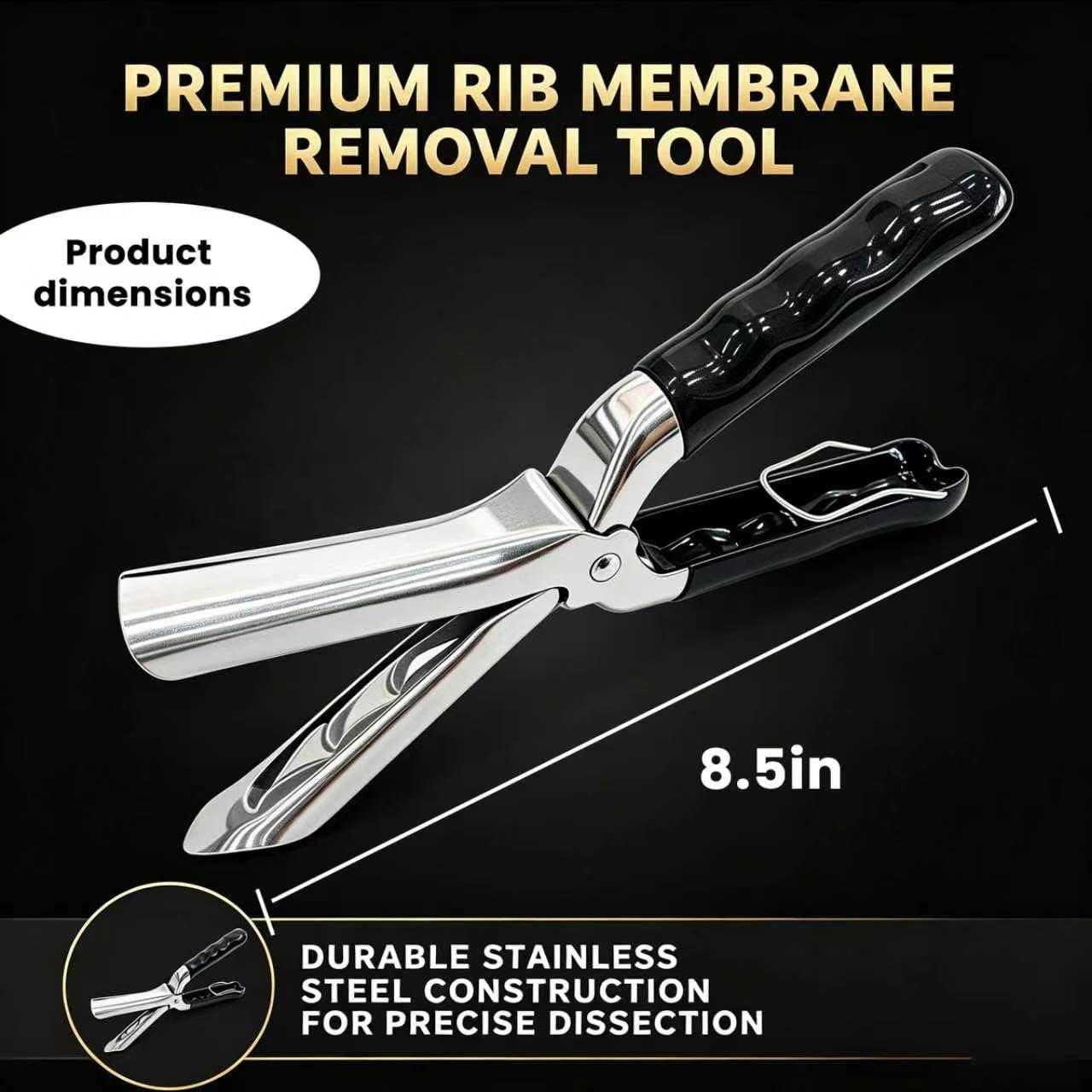 New Upgrade Rib Membrane Remover Stainless Steel Tool Kit, Ergonomic Handle for Easy Prep,Dishwasher Safe BBQ Accessory for Grilling and Cooking (Type-B) image 2