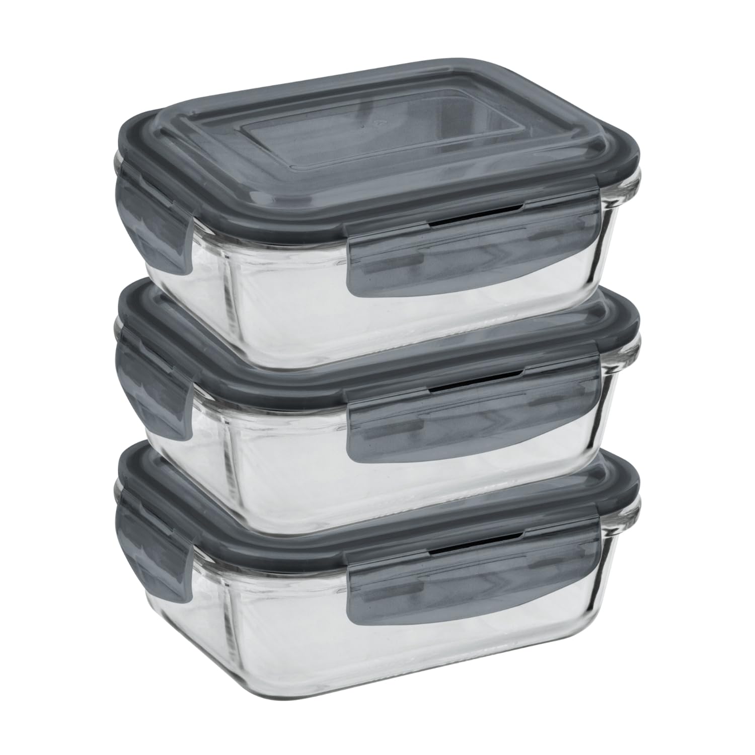 Homeshopa.com 3 Pack Homeshopa Airtight Glass Food Storage Container, 380Ml, Bpa-Free & Leak Proof Silicone Seal Plastic Lids, Glass Meal Prep Takeaway Lunch Boxes