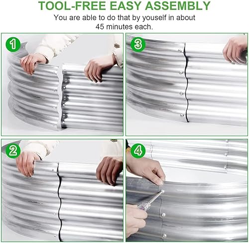 Miniatura 8 de Camas de jardín galvanizadas elevadas al aire libre, cajas de macetas elevadas de 5.3 x 2.6 x 1.5 pies, camas elevadas para jardinería, macetas