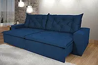 Sofá 4 Lugares Com Pillow Retrátil e Reclinável 2,30m Ravi Veludo Cinza