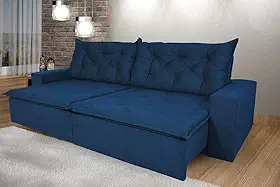 Sofá 4 Lugares Com Pillow Retrátil e Reclinável 2,30m Ravi Veludo Cinza