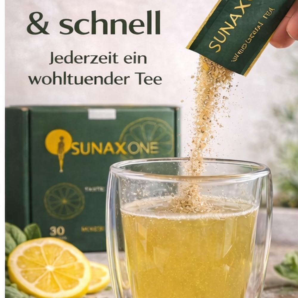 Sunax One – Premium Herbal Tea “Taste of Limonade” mit Grüntee, Stevia & L-Carnitin | Zitronig-herber Kräutertee – 60 Beutel (300g, 30 Tage)