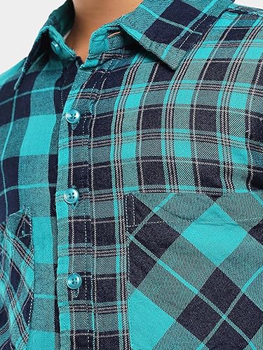 Image of LILPICKS Boys Full Sleeves Regular Wear Checked Casual Shirt (Multi Green)