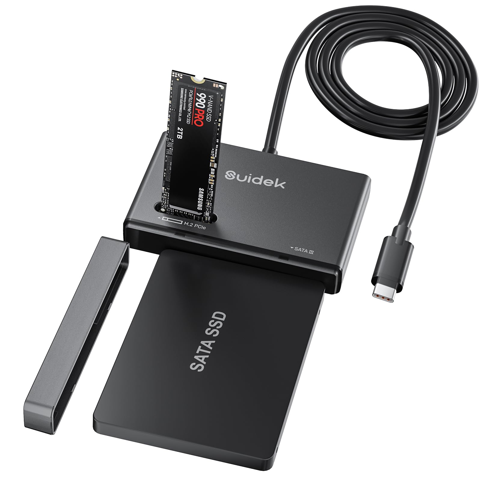 M.2 NVME SSD Enclosure Adapter, Type-C 10Gbps to NVME and SATA Hard Drive Reader External Adapter, M.2 NVMe & SATA to USB C Docking Station with M Key Any Sizes and 2.5/3.5" Solid State Disk
