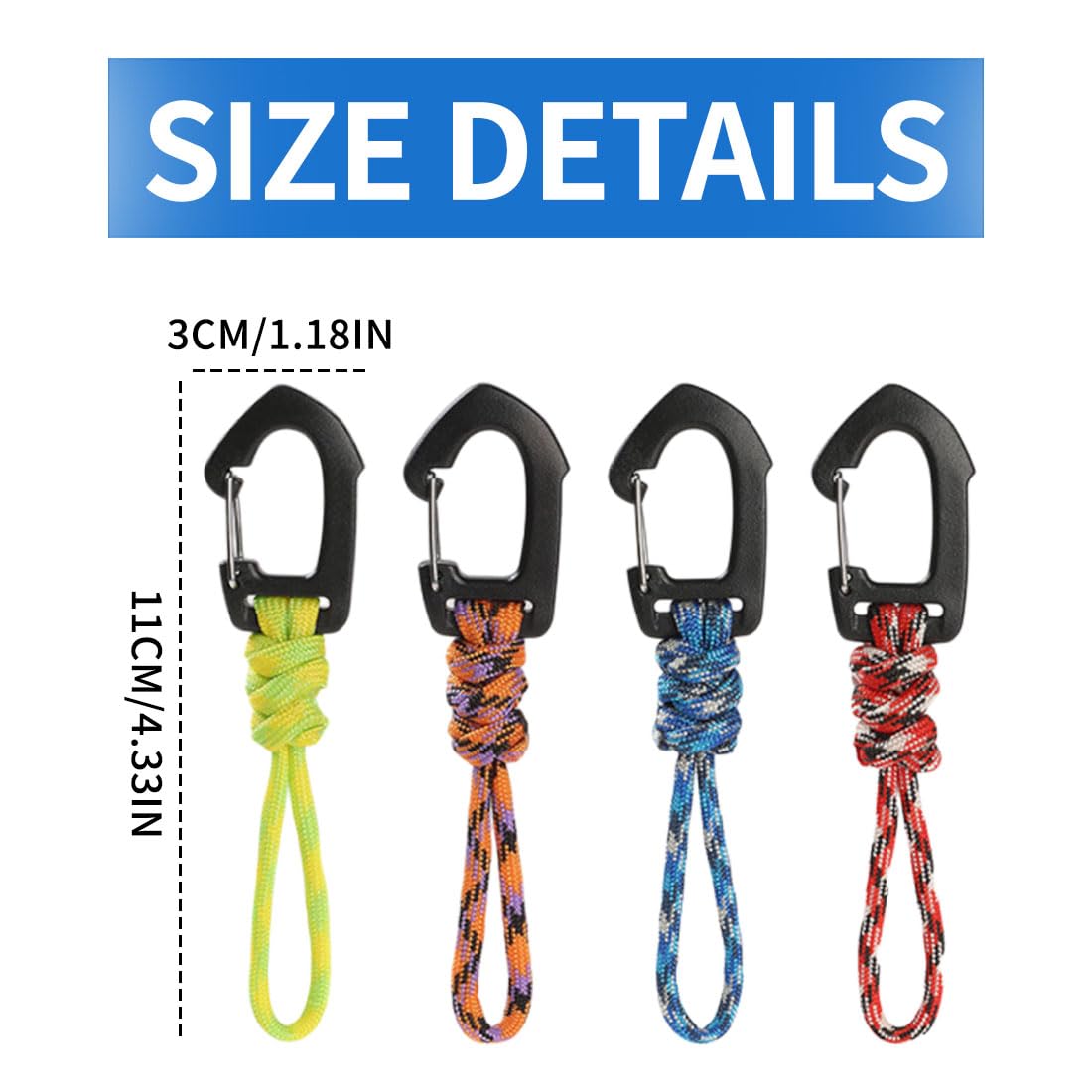 Confezione Da 4 Portachiavi Con Moschettone In Paracord, Portachiavi Da Sopravvivenza Multifunzione In Lega E Nylon, Portachiavi A Molla Per Outdoor, Regalo Uomo E Donna - 4