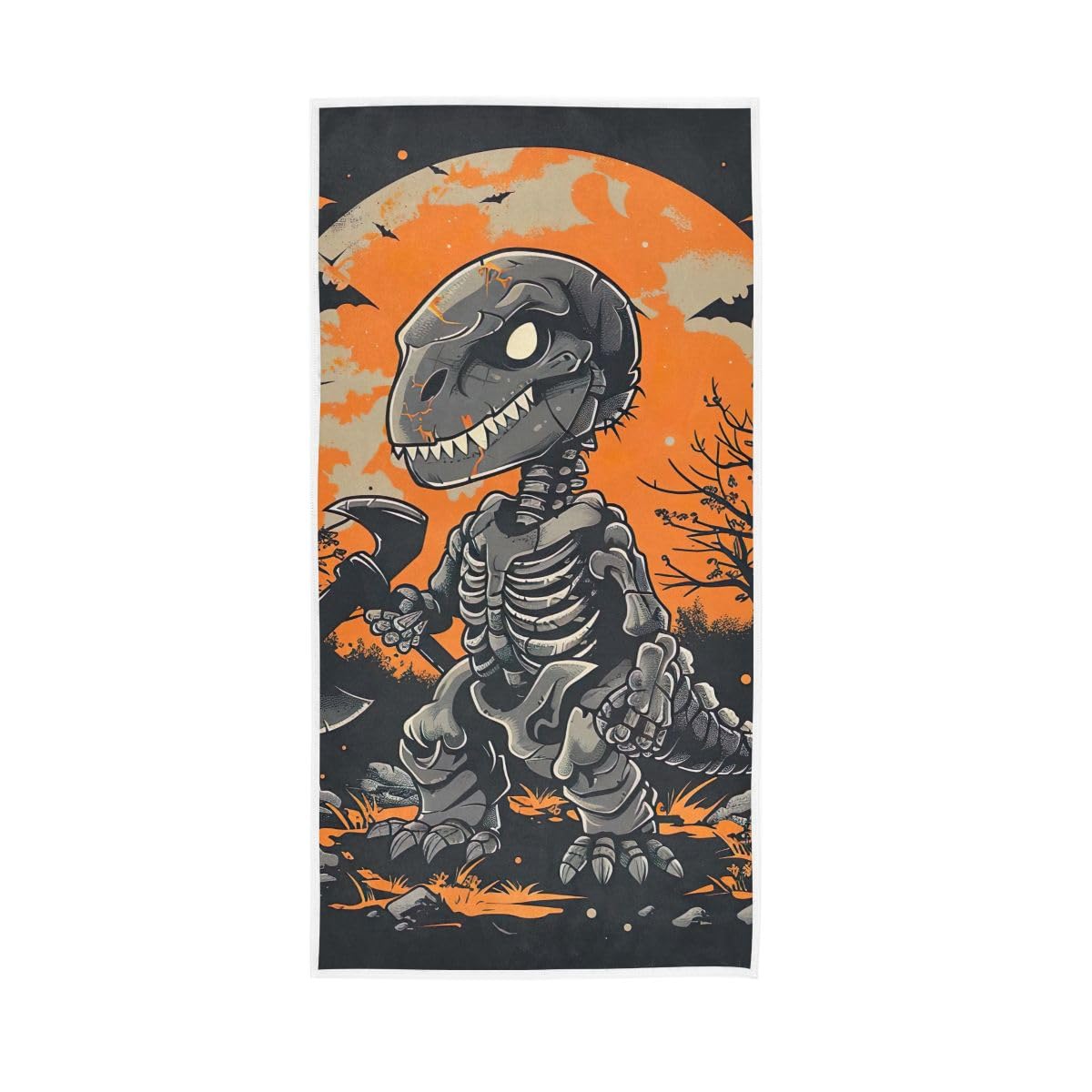 HUYGD Halloween Dinosaur Hand Towels and Washcloths for Bathroom, Hand Towels for Bathroom, Travel, Camp, Hotel, Spa 15 x 30 Inches
