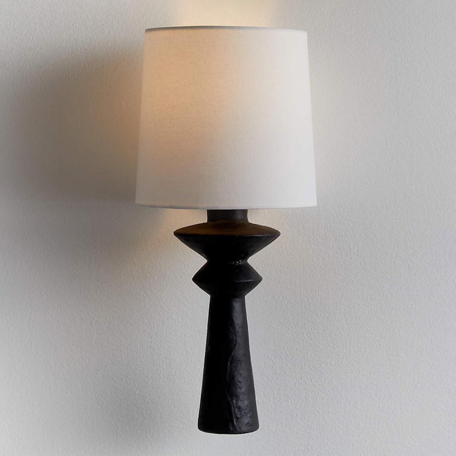 KBUUKYYXouy Vintage Cloth Wall Sconce Fixture 1-Light with Linen Fabric Shade, Mid-Century Hardwired Wall Light for Living Room Bedroom Bedside Nightstand Light Wood Wall Lamp(Black)(Black)