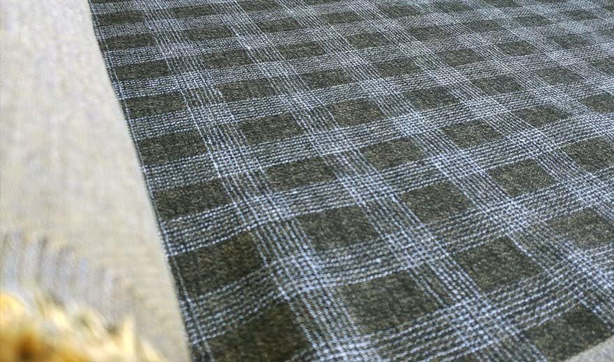 Miniatura 6 de Tela de lino amarillo a cuadros de tweed de doble cara, tela de alta calidad, material duradero para costura, manualidades y decoración del hogar