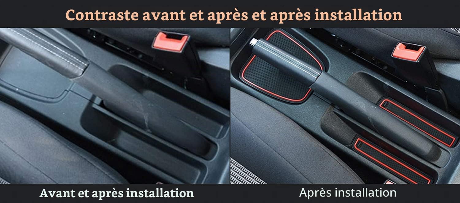 Anti-poussière Anti-dérapant Tapis pour Intérieur Porte, Coupe, Accoudoir Stockage Boîte Fit pour Polo 2011-2016 (Pack de 9) (Rouge)