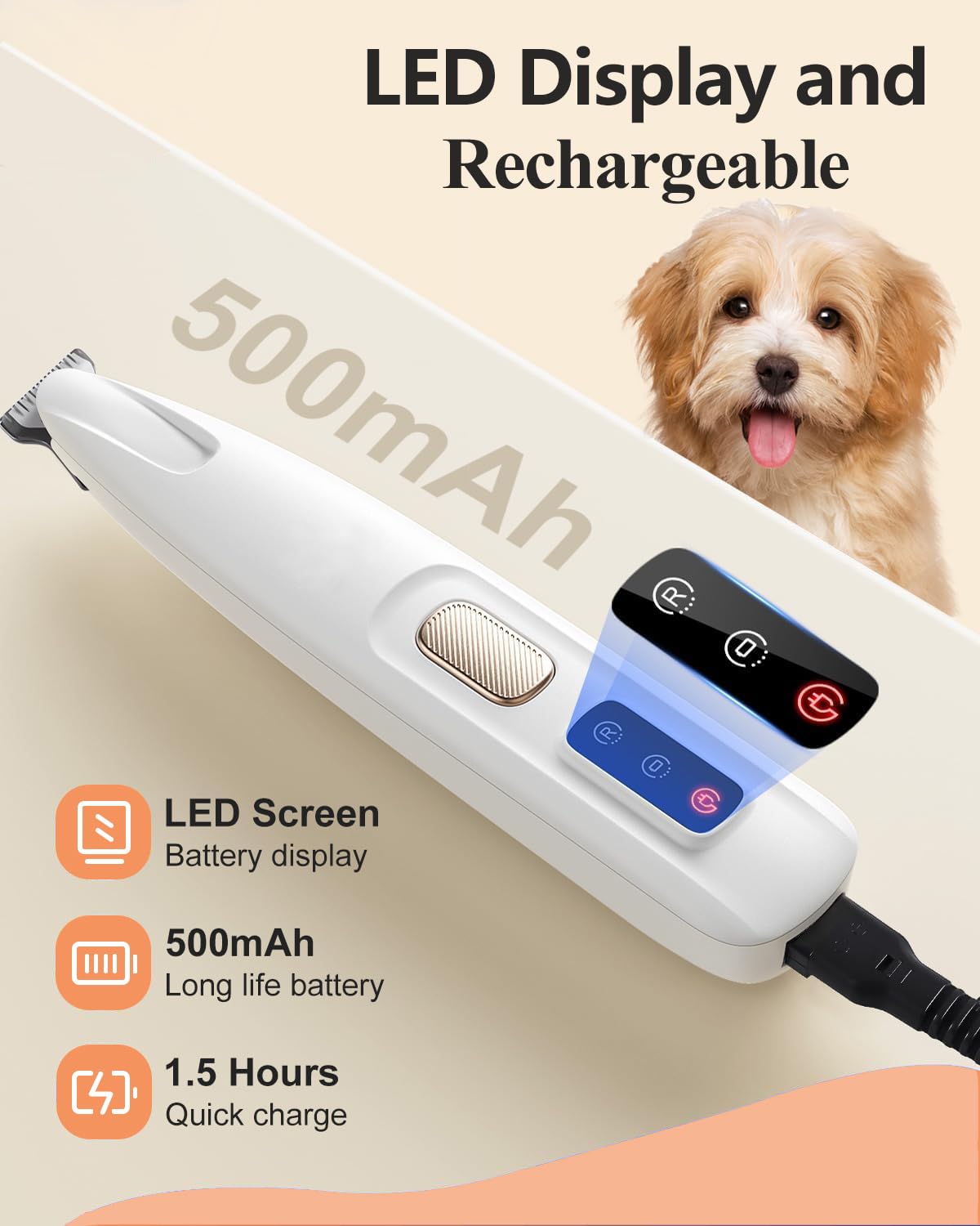 PawTrim Pro, LOEVERY Superleise/Wiederaufladbarer Pfotentrimmer,Hundepfoten Trimmer mit LED-Licht,USB Wiederaufladbar Hundeschermaschine,Hundepfoten Trimmer Für Pfoten, Augen, Gesicht, Ohren, Körp