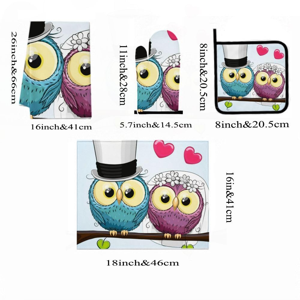 9PCS Wedding Owl Coppia Cucina Decor e Accessori Set