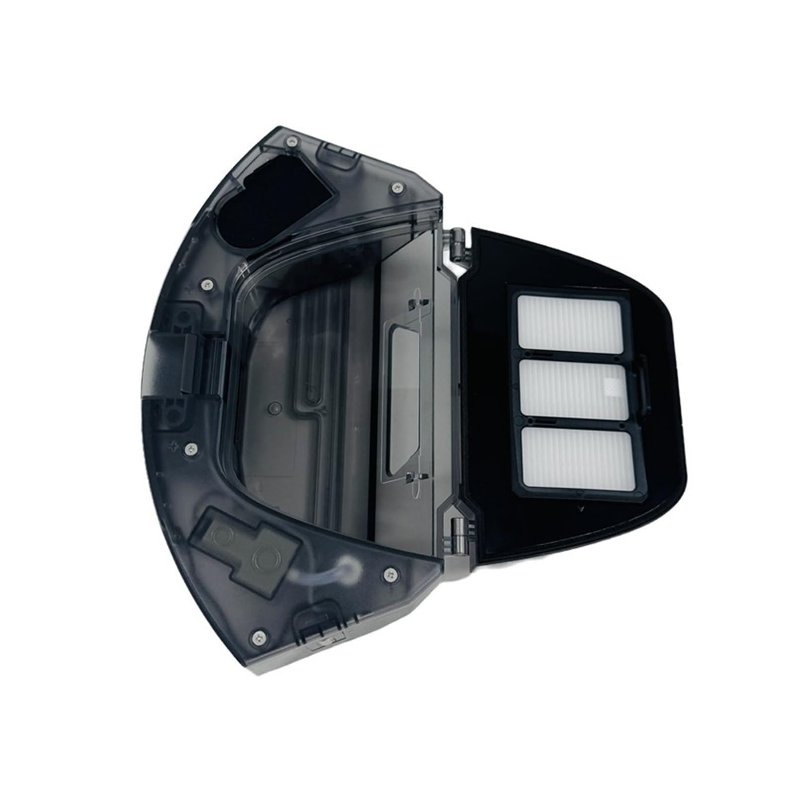 Depósito de agua y polvo Compatible con Proscenic Q8/Q8 Max/T10 Lite | Carcasa de ABS translúcido con compartimento filtrante triple y tapa abatible