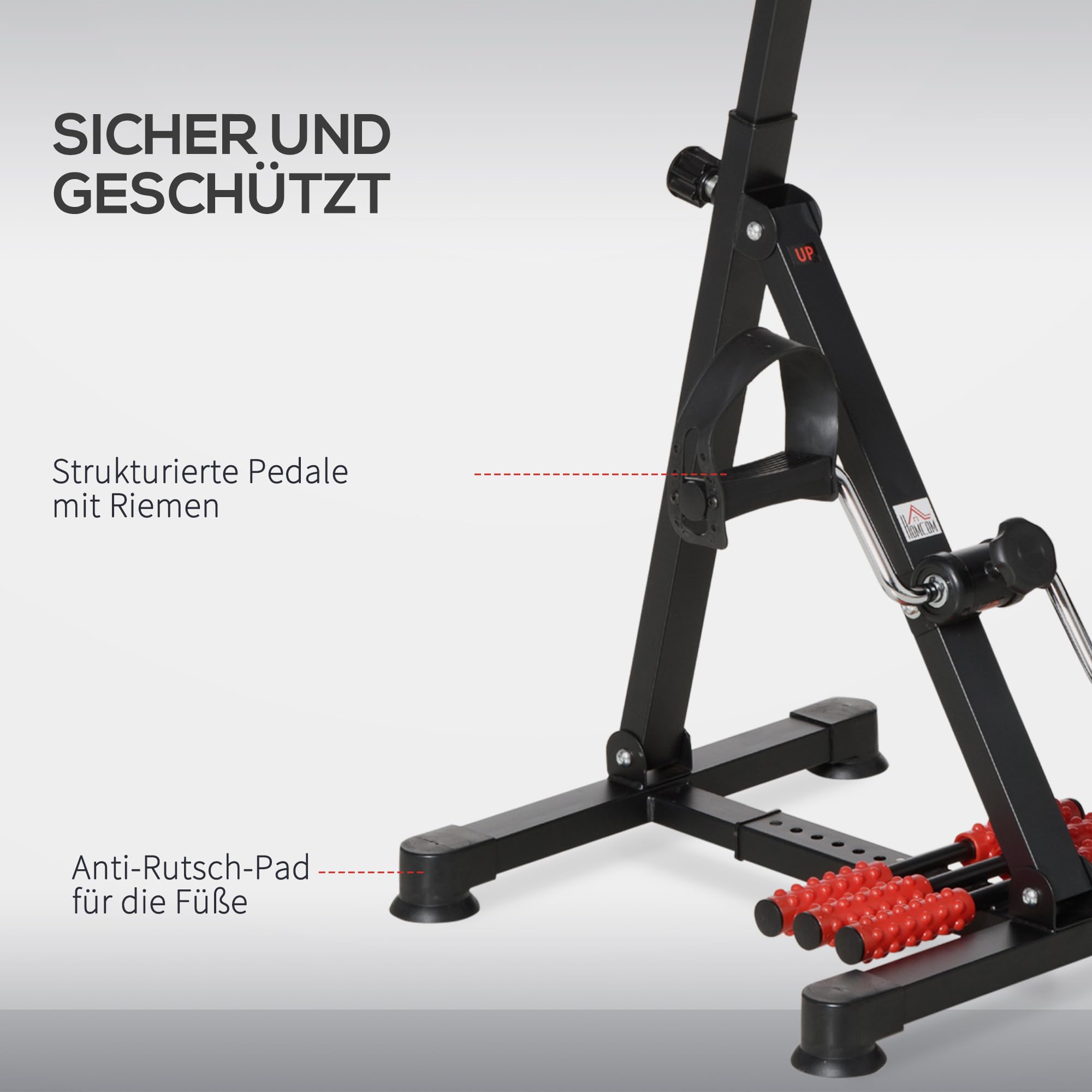 HOMCOM Pedaltrainer für Senioren Höhen- und Längenverstellbar Mini Heimtrainer mit Griff LCD Display Befestigungsband Anti-Rutsch-Matte Arm- und Beintrainer Bewegungstrainer Mini Bike für Zuhause Büro
