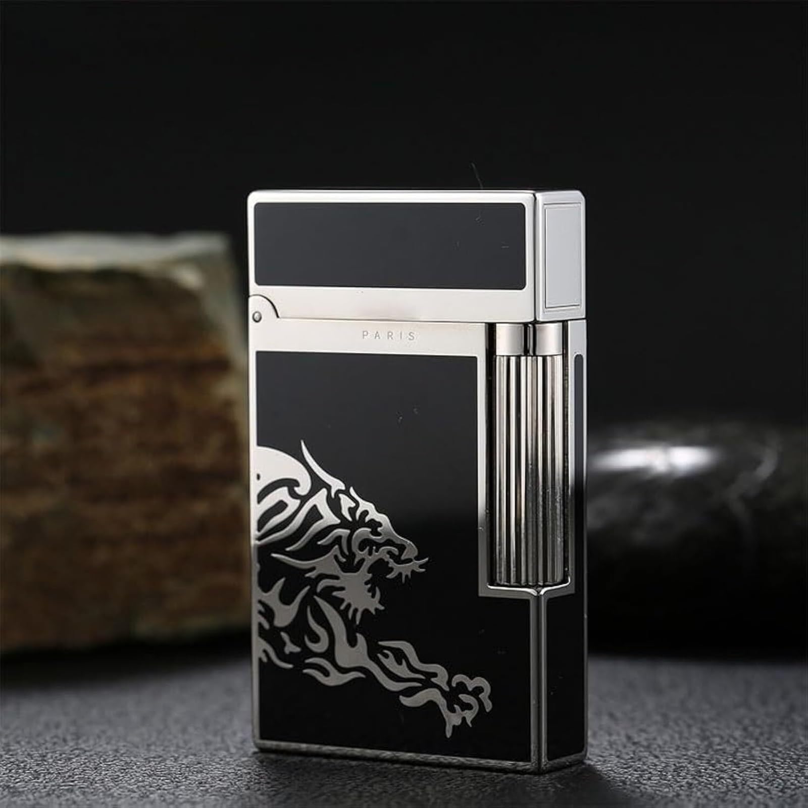 Gas-Filled Retro Mens Lighter Flip Sound Lighter Classic Flip-Top Side-Slide Ignition Butane Torch Lighter Metal Copper Stitching Tiger