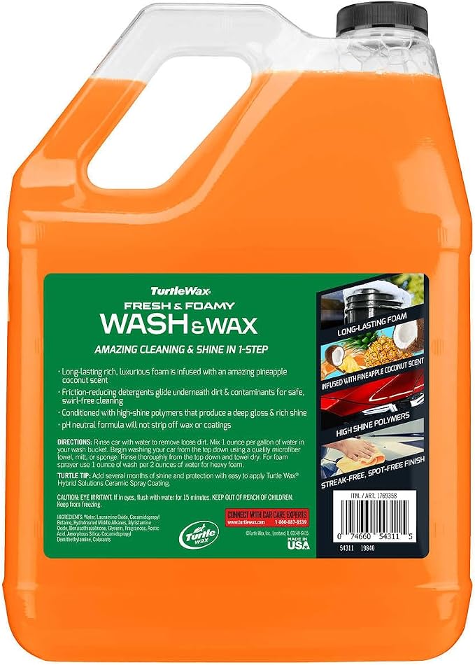 Turtle Wax Cera Espumosa Lavado y Cera, Aroma Piña Coco 128 oz miniatura 2