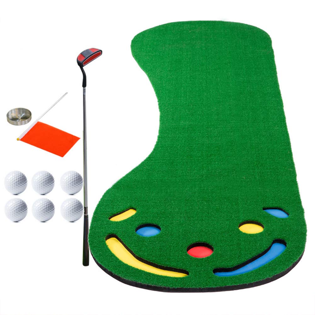 AIBAB Portable Golf Putting Practice Indoor Mini Golf Putter Pad Artificial Grass Big Foot Shape 1 X 3 Meters Send Club + Accessories