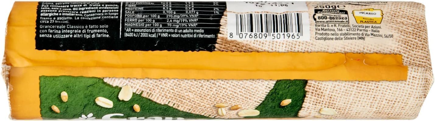 Italian Gourmet Getreidekekse Klassik 24 x 250g 6kg Großpackung mit Polpa | 6kg Keks-Vorrat in 24 Packungen – klassische Getreidevariante für Frühstück, Kaffeepause, Büro und Veranstaltungen