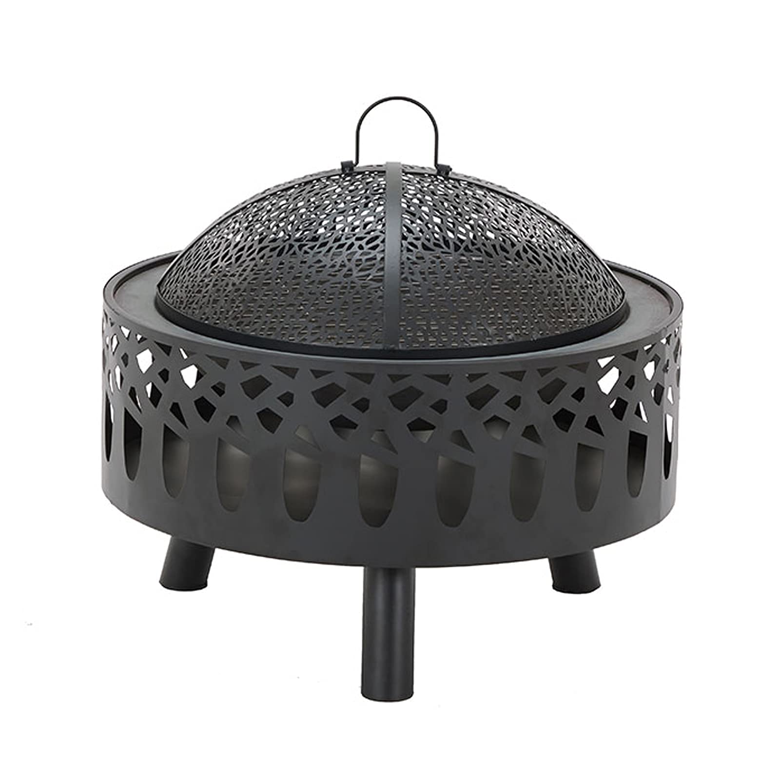 Braciere a legna in metallo con attizzatoio/griglia a carbone/copertura in rete, braciere da esterno per riscaldatore da giardino, patio, barbecue, campeggio, falò