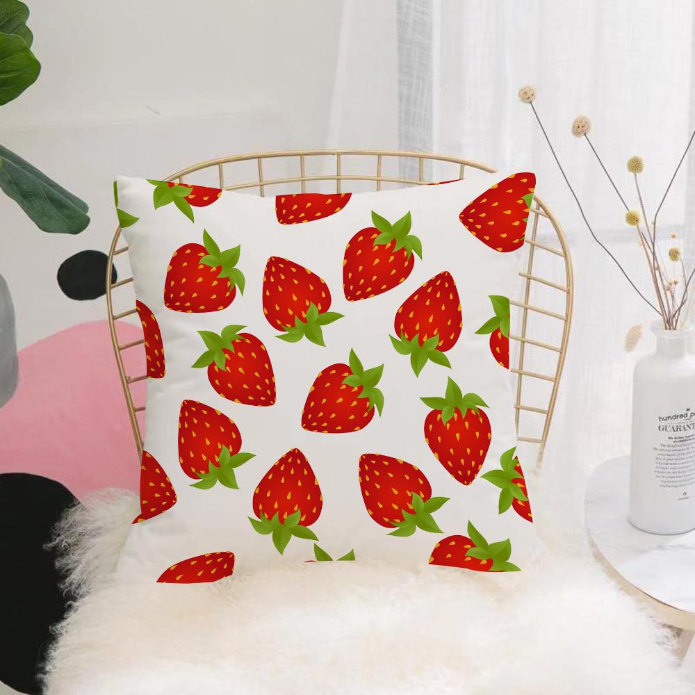 Hyosxw Seamless Pattern Of Strawberries Isolated On - A1 Cushion Cover,Throw Pillow Case Home Decorative For Living Room Bedroom Sofa Chair 18X18 Inch,Seamless Pattern Of Strawberries Isolated On White Background.,Pillowcase 45X45cm