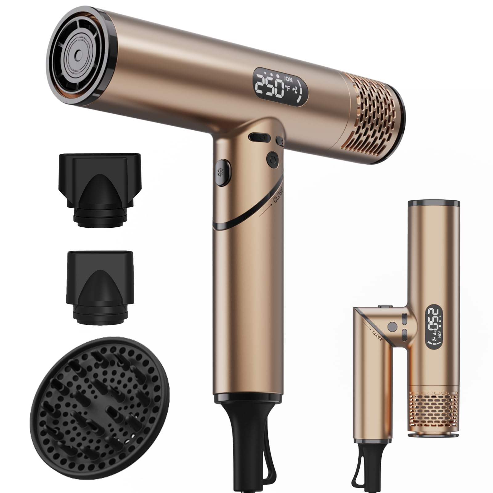 Professional Ionic Foldable Hair Dryer Brushless Motor 110 000RPM Powerful 1600W Fast Drying Low Noise Blow Dryer with