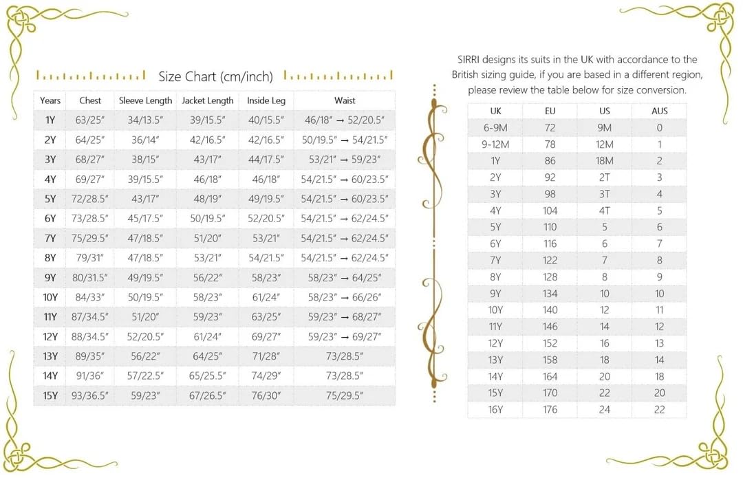 SIRRI Ensemble de Costume Formel 5 pièces pour garçons, Coupe Slim, pour Bal de Fin d'année et Occasions spéciales, de 1 à 16 Ans