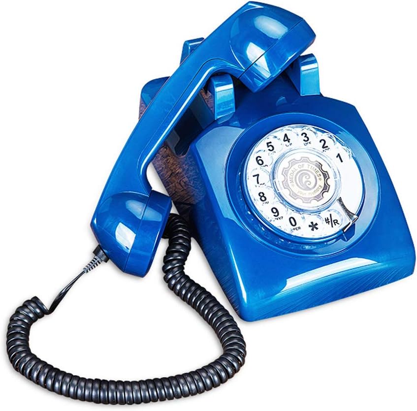 Qdid Retro Style Phone/Rotary Dial Telephone/Vintage Telephone/Classic Desk Phone with Rotary Dialler (Color : Blue)
