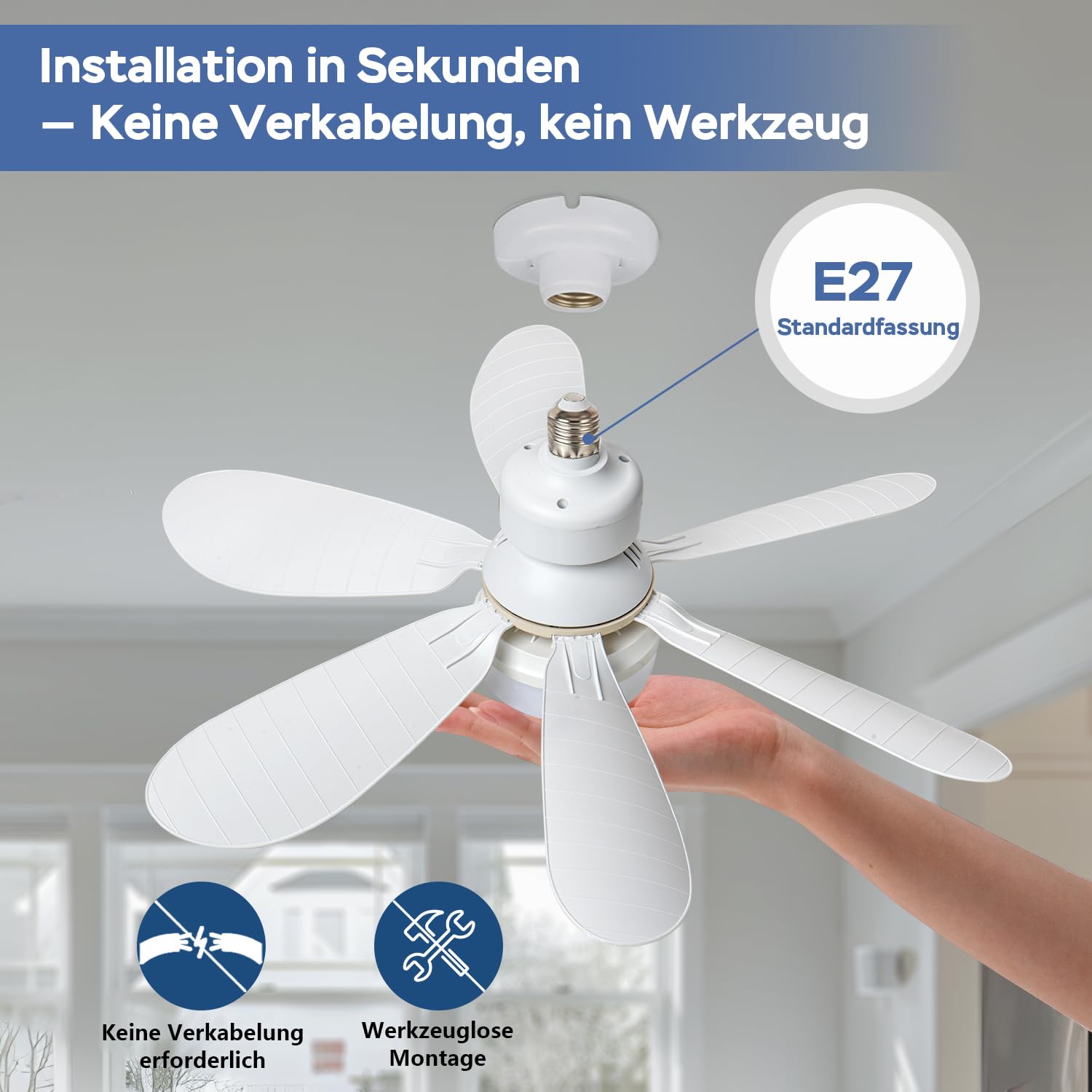 OOWOLF Ventilateur de Plafond avec Éclairage et Télécommande, LED Dimmable, Petit Ventilateur Silencieux avec Tige d’Extension pour Chambre, pour Intérieur