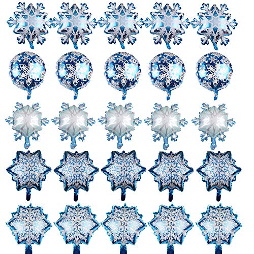 20Pcs Snowflake Foil Balloons Winter Wonderland Party Decorations - Winter Holiday/Xmas/Christmas Party Supplies Decorations Balloon #TOP2