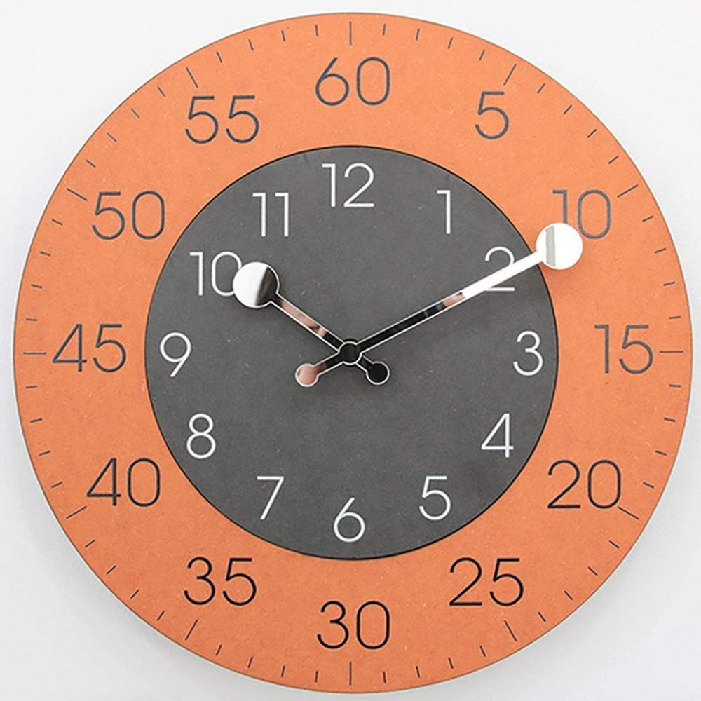Wall Clock Creative Trend Personality Fashion Wall Clock/Simple Home Living Room Bedroom Mute Wall Charts 12 Inches (Color : Gray) (Color : Yellow)