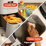 bella 4Qt Slim Air Fryer, Fits-anywhere™ Kitchen Utensils, EverGood™ Non-Stick Ceramic Coating, Temperature Adjustable, 6 Preset Cooking Options, 60 Min Auto Shutoff with Audible Tone, 3.3lb Capacity, Oat Milk