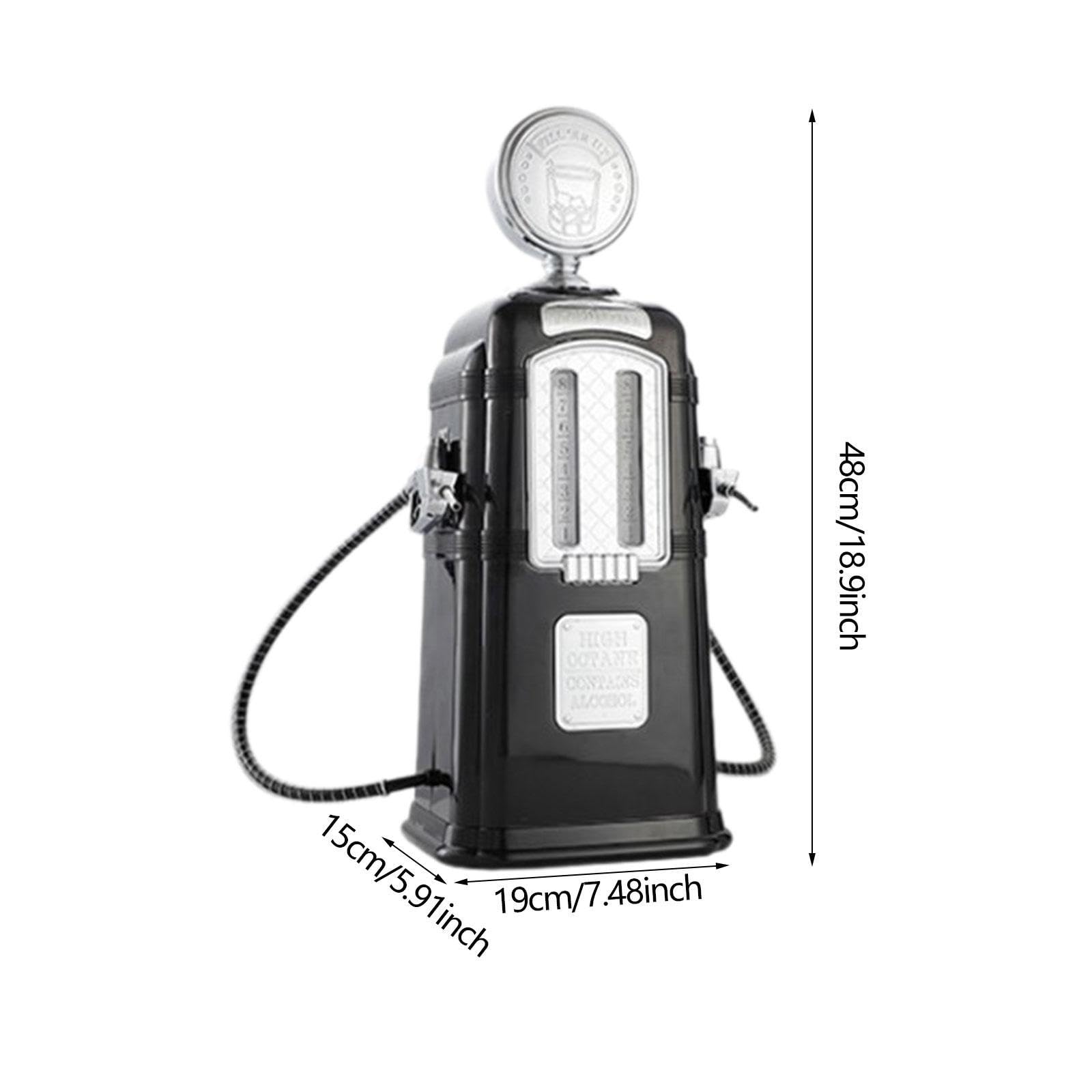 Pump Liquor Dispenser Mini Bier Getränkespender Alkohol Zapfanlage Gasstation Retro Design Aus Stabilem Pp für Hausbar Feiern Partys Männerzimmer, Schwarz