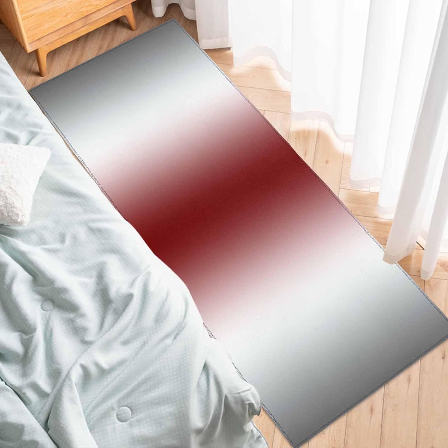 2 Pieces Kitchen Rugs and Mats,Country Farmhouse Red Grey Gradient Area Runner Rug Set Non Slip Floor Doormat Washable Carpet Standing Mat for Kitchen Sink Indoor Corridor,Abstract Lines Art